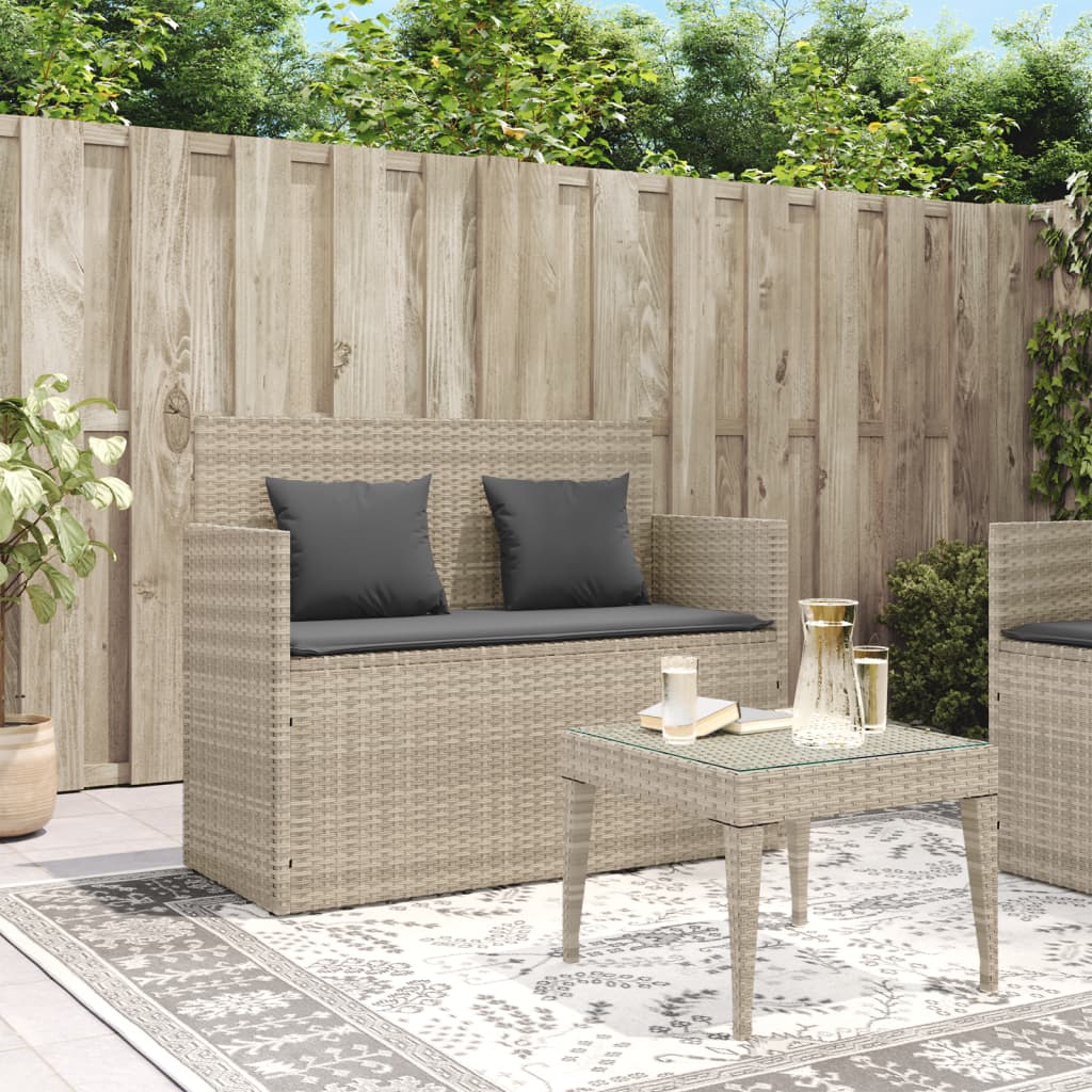 Panca da Giardino con Cuscini Grigio Chiaro in Polyrattancod mxl 88888