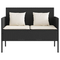 Panca da Giardino con Cuscini Nera in Polyrattan 365770