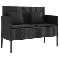 Panca da Giardino con Cuscini Nera in Polyrattan 365771