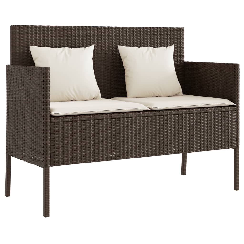 Panca da Giardino con Cuscini Marrone in Polyrattancod mxl 92171