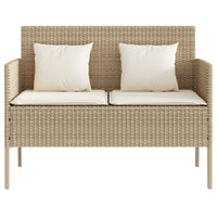 Panca da Giardino con Cuscini Beige in Polyrattan 365774