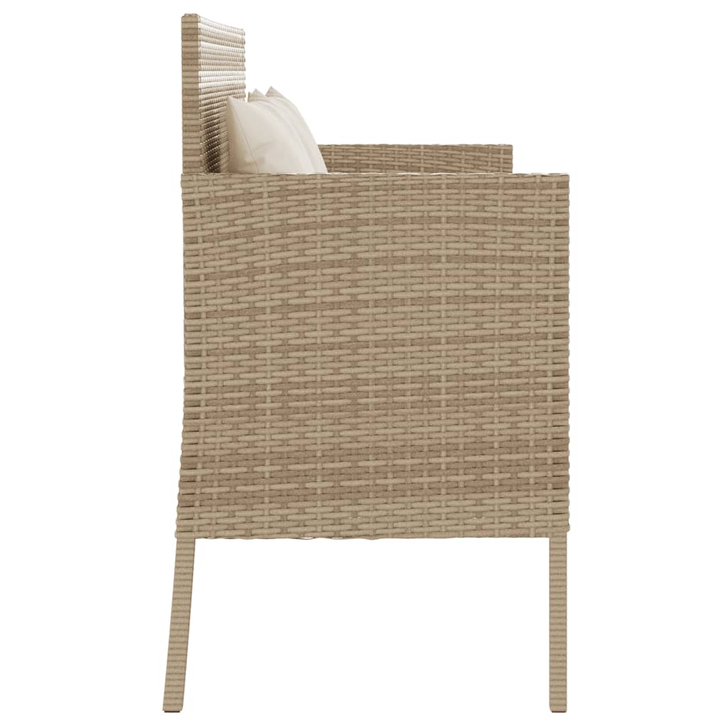 Panca da Giardino con Cuscini Beige in Polyrattan 365774