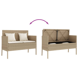 Panca da Giardino con Cuscini Beige in Polyrattan 365774