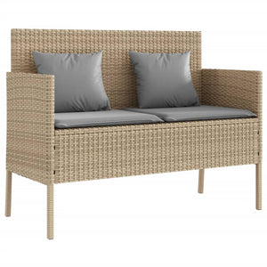 Panca da Giardino con Cuscini Beige in Polyrattan 365775