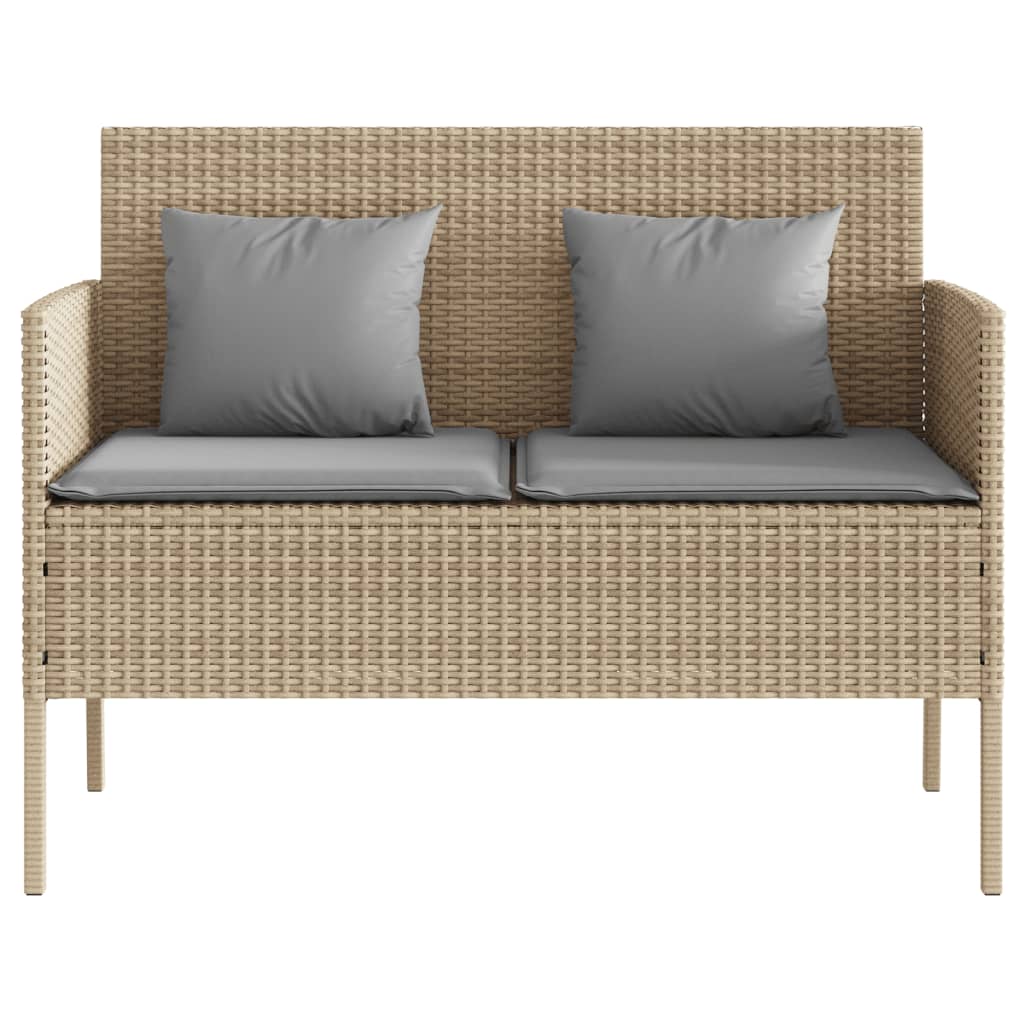 Panca da Giardino con Cuscini Beige in Polyrattan 365775