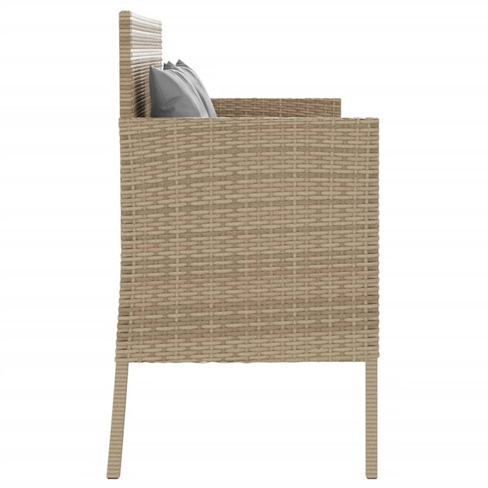 Panca da Giardino con Cuscini Beige in Polyrattan 365775