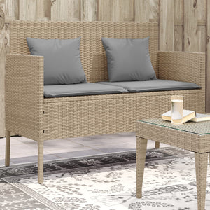 Panca da Giardino con Cuscini Beige in Polyrattan 365775