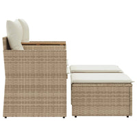 Divano da Giardino 2 Posti con Sgabelli Beige in Polyrattan 365805