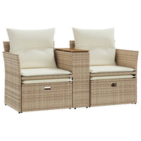 Divano da Giardino 2 Posti con Sgabelli Beige in Polyrattan 365805