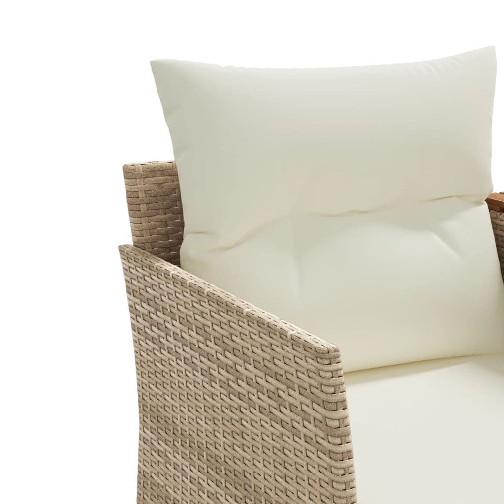 Divano da Giardino 2 Posti con Sgabelli Beige in Polyrattan 365805