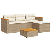 Set Divano da Giardino 3 pz con Cuscini Beige in Polyrattan 365828