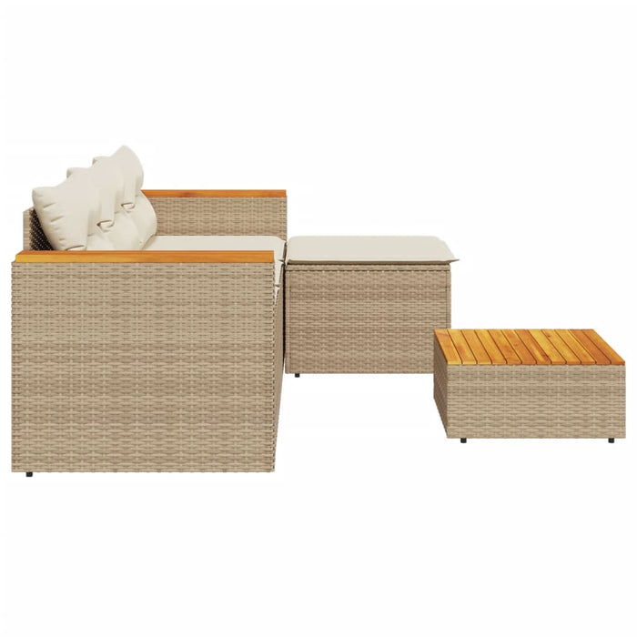 Set Divano da Giardino 3 pz con Cuscini Beige in Polyrattan 365828