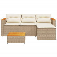 Set Divano da Giardino 3 pz con Cuscini Beige in Polyrattan 365828