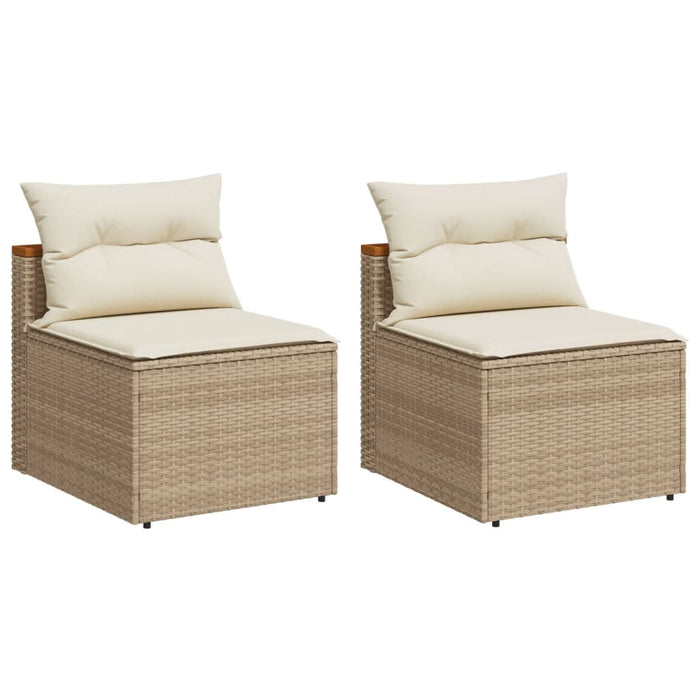 Divani Giardino Senza Braccioli con Cuscini 2 Beige Polyrattan 365834