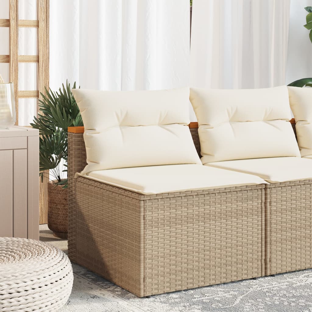 Divani Giardino Senza Braccioli con Cuscini 2 Beige Polyrattan 365834