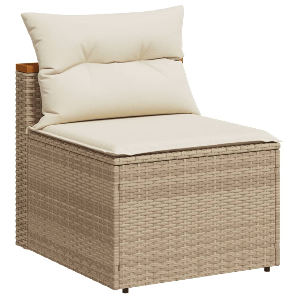 Divani Giardino Senza Braccioli con Cuscini 2 Beige Polyrattan 365834