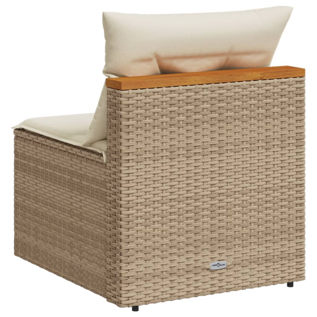 Divani Giardino Senza Braccioli con Cuscini 2 Beige Polyrattan 365834