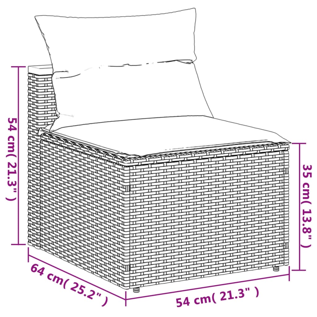 Divani Giardino Senza Braccioli con Cuscini 2 Beige Polyrattan 365834