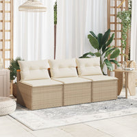 Divani Giardino Senza Braccioli con Cuscini 2 Beige Polyrattan 365834