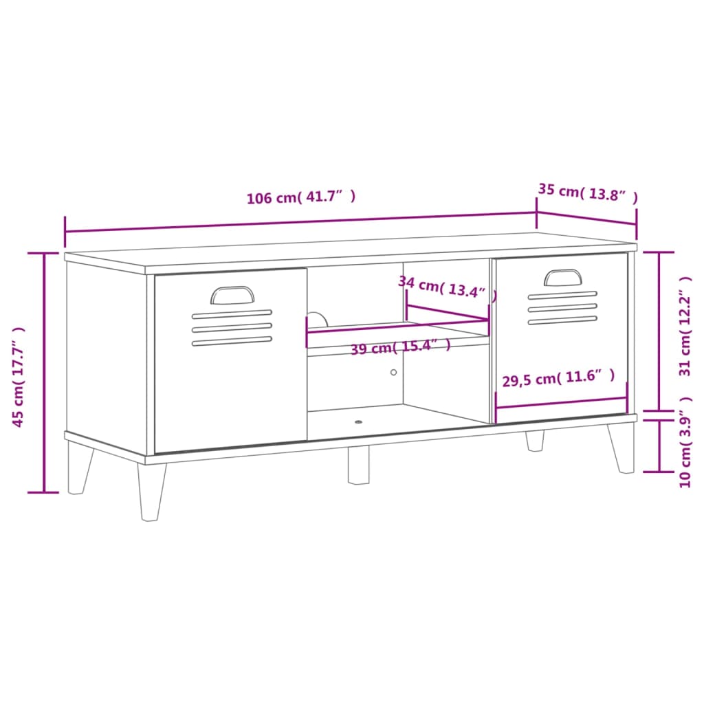 Panca Portascarpe VIKEN Bianca 106x35x45 cm Legno Massello Pino 374932