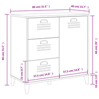 Credenza VIKEN Grigio Antracite 80x40x80 cm Legno Massello Pino 374940