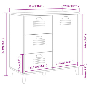 Credenza VIKEN Grigio Antracite 80x40x80 cm Legno Massello Pino 374940