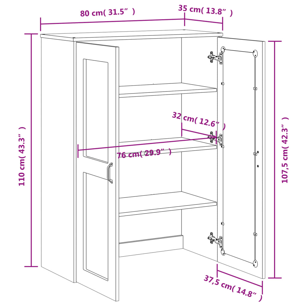 Piano per Credenza VIKEN Nero in Legno Massello di Pino 374942