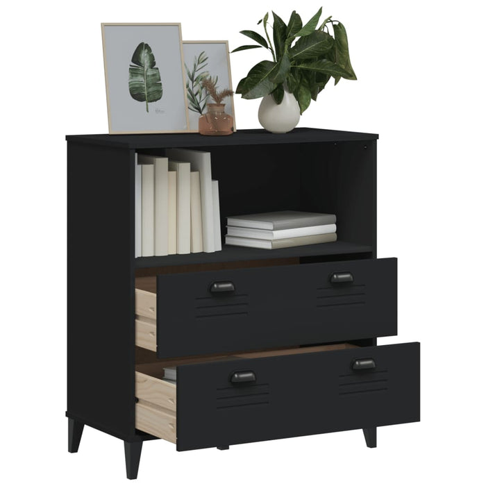 Libreria VIKEN Nera 80x40x90 cm in Legno Massello di Pino 374945