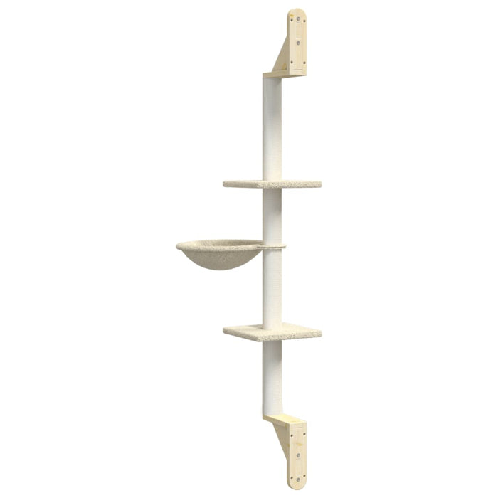 Albero per Gatti con Tiragraffi a Parete Crema 142,5 cm 172395