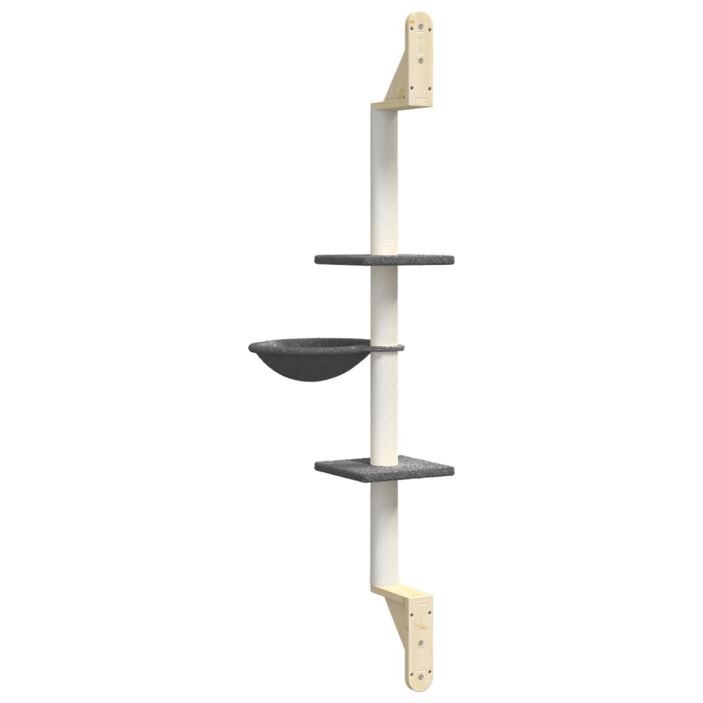 Albero per Gatti con Tiragraffi a Parete Grigio Scuro 142,5 cm 172397