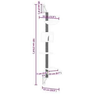 Albero per Gatti con Tiragraffi a Parete Grigio Chiaro 187 cm 172399