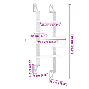 Albero per Gatti con Tiragraffi a Parete Crema 180 cm 172401