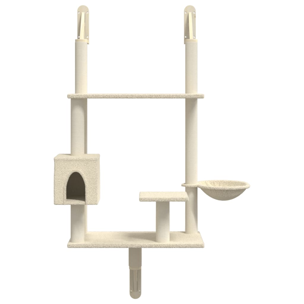 Albero per Gatti con Tiragraffi a Parete Crema 153 cm 172404