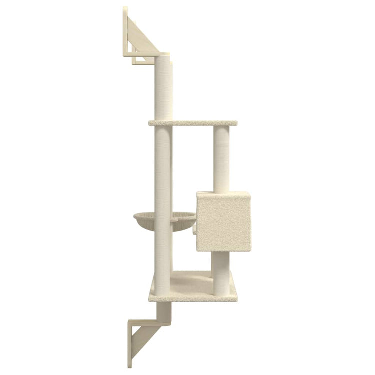 Albero per Gatti con Tiragraffi a Parete Crema 153 cm 172404