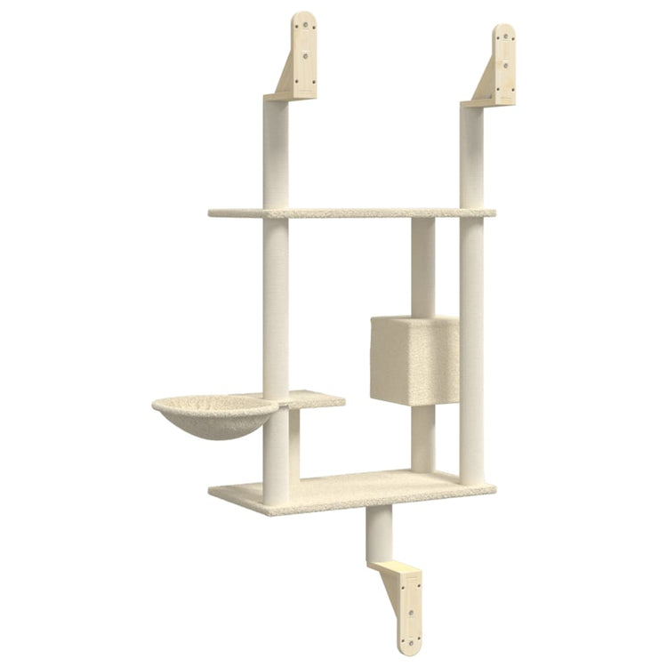 Albero per Gatti con Tiragraffi a Parete Crema 153 cm 172404