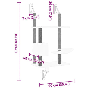 Albero per Gatti con Tiragraffi a Parete Crema 153 cm 172404