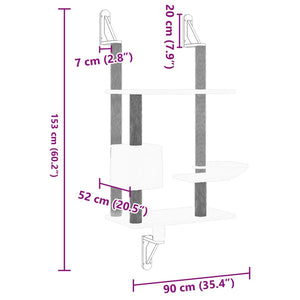 Albero per Gatti con Tiragraffi a Parete Grigio Chiaro 153 cm 172405