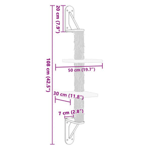 Albero per Gatti con Tiragraffi a Parete Crema 108 cm 172410