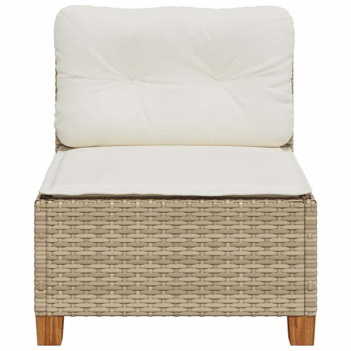 Divano Giardino Senza Braccioli con Cuscini Beige in Polyrattan 365907