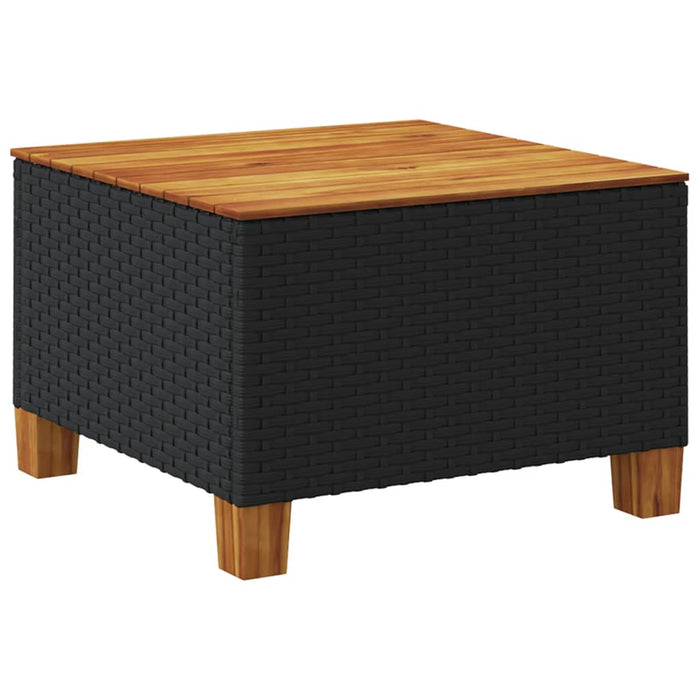 Tavolo da Giardino Nero 55x55x36cm in Polyrattan e Legno Acacia 365908