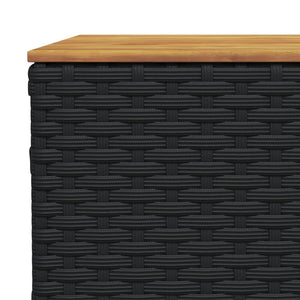 Tavolo da Giardino Nero 55x55x36cm in Polyrattan e Legno Acacia 365908