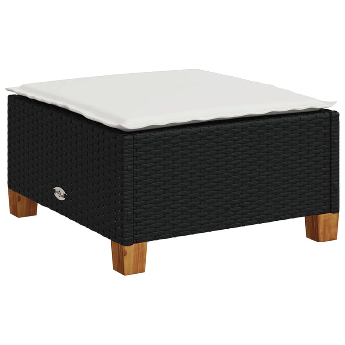 Sgabello Giardino con Cuscino Nero 63,5x56x32 cm in Polyrattan 365911