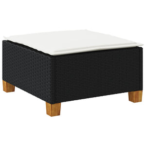 Sgabello Giardino con Cuscino Nero 63,5x56x32 cm in Polyrattan 365911