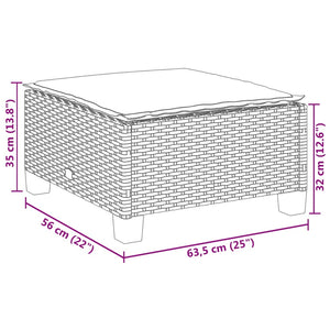 Sgabello Giardino con Cuscino Nero 63,5x56x32 cm in Polyrattan 365911