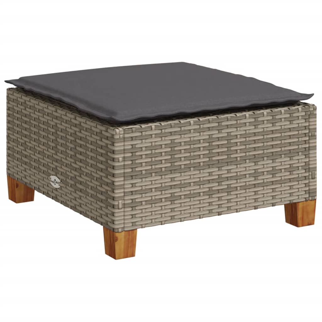 Sgabello Giardino con Cuscino Grigio 63,5x56x32cm in Polyrattan 365912