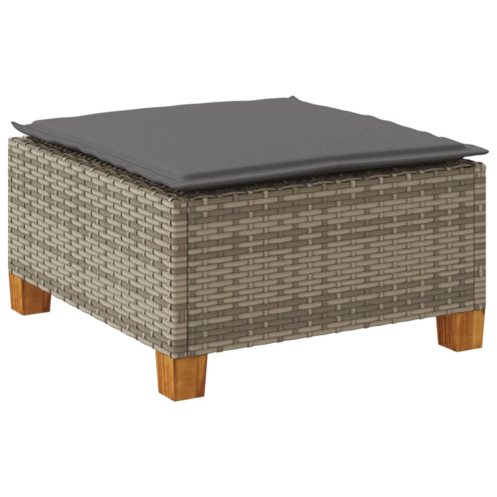 Sgabello Giardino con Cuscino Grigio 63,5x56x32cm in Polyrattan 365912