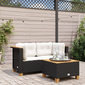 Divani Angolari da Giardino con Cuscini 2pz in Polyrattan Nero 365914