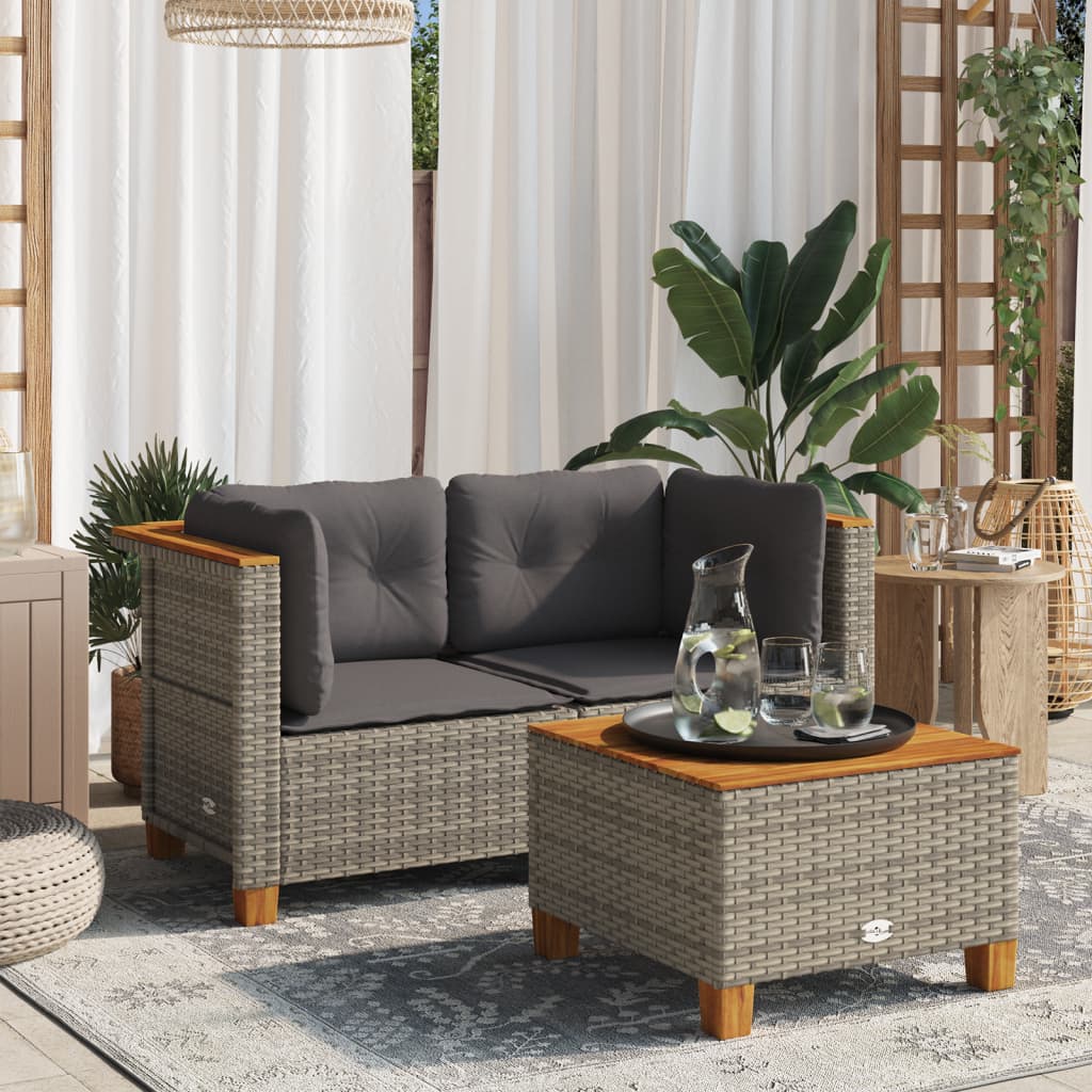 Divani Angolari da Giardino con Cuscini 2pz Polyrattan Grigio 365915