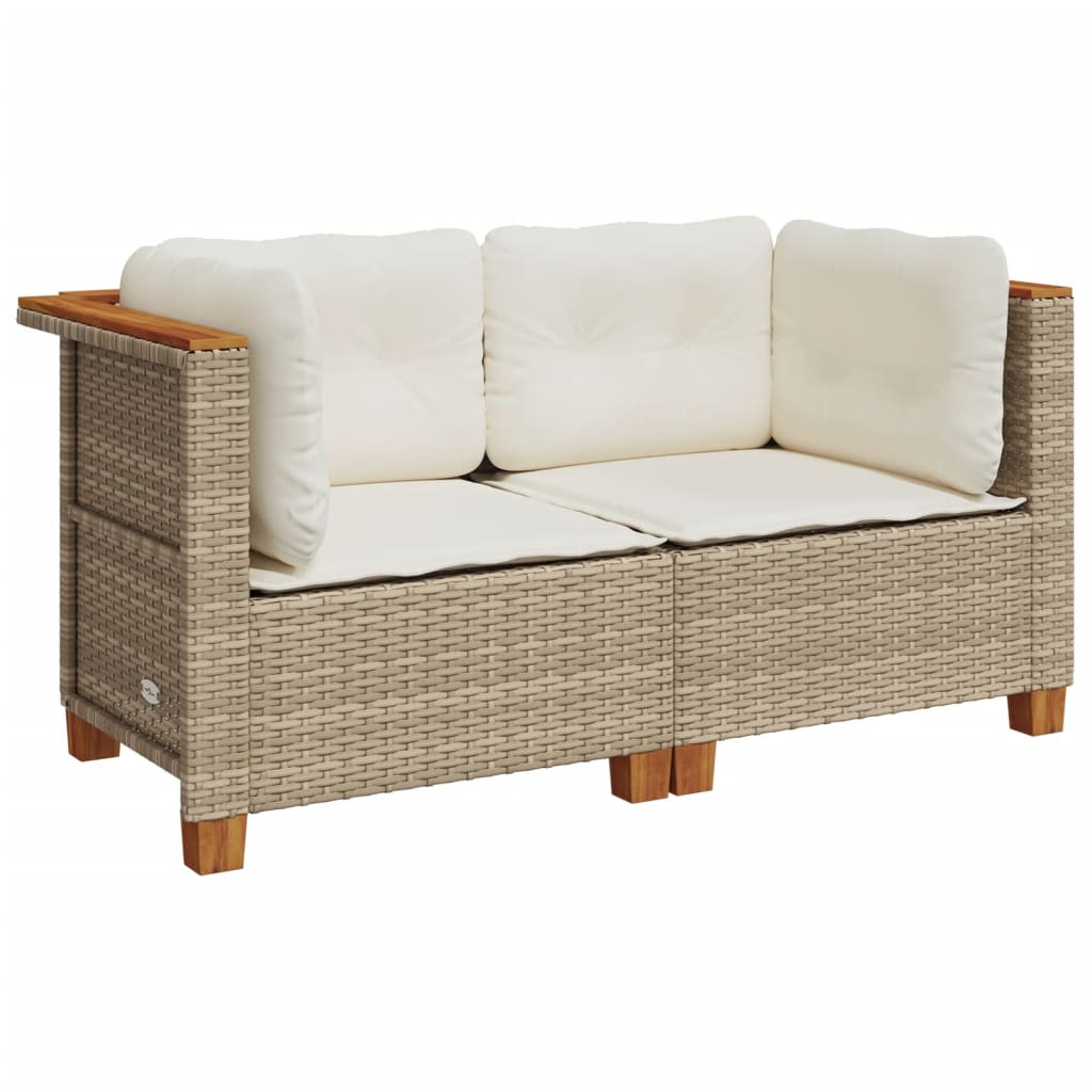 Divani Angolari da Giardino con Cuscini 2pz Polyrattan Beige 365916