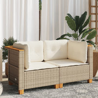 Divani Angolari da Giardino con Cuscini 2pz Polyrattan Beige 365916